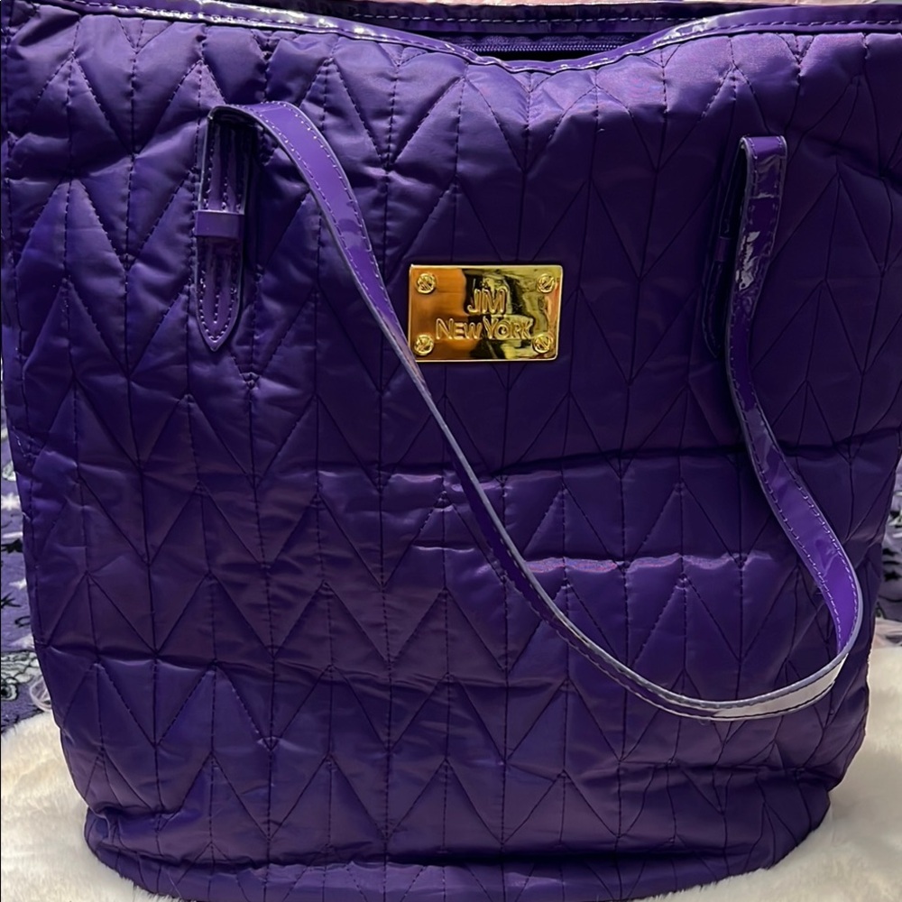 JM Collection Purple Quilted Tote Bag